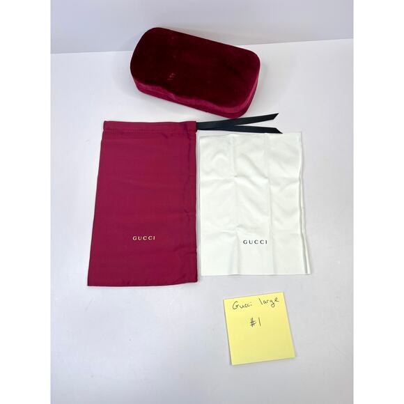 Gucci Burgundy Velvet Glasses Large Hard Case Cloth, & Dust Bag (No Glasses) - Picture 12 of 13